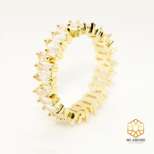 Anillo zirconia y cobre dorado