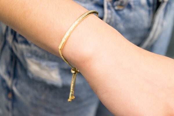 Pulsera ajustable zirconia dorada - Imagen 2