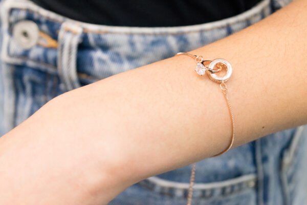 Pulsera de plata bañada en oro con zirconia - Imagen 2