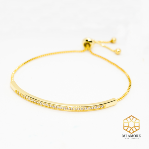 Pulsera ajustable zirconia dorada